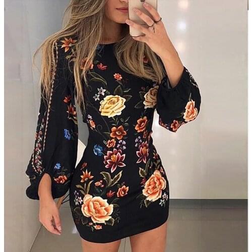 Sexy ladies round neck halter long sleeve dress