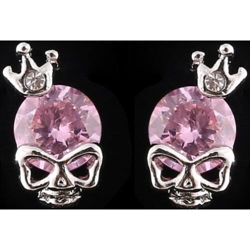 MINHIN Fashion Skull Design Stud Earring For Girl Punk Party Accessory Silver Plated Crown Design Jewelry Cute Earring