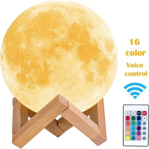 LED Night Light 3D Print Moon Lamp Rechargeable Color Change 3D Light Touch Moon Lamp Childrens Lights Night Lamp for Home
