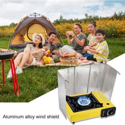 Outdoor Burner Stove Windshield Folding 5 Plates Aluminium Wind Deflector Hiking Fishing Camping Stove Windscreen With Bolt