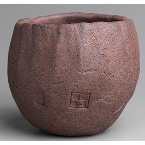 Vintage Personal Coffee Cup Pu'er Tea Ceremony Ceramic Coarse Pottery Tea Cup Hand Painted Small Tea Bowl