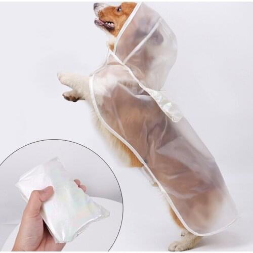 Pet Raincoat Hoodie Waterproof Rain Jacket Adjustable Transparent Rainwear Poncho For Small Medium Large Dogs