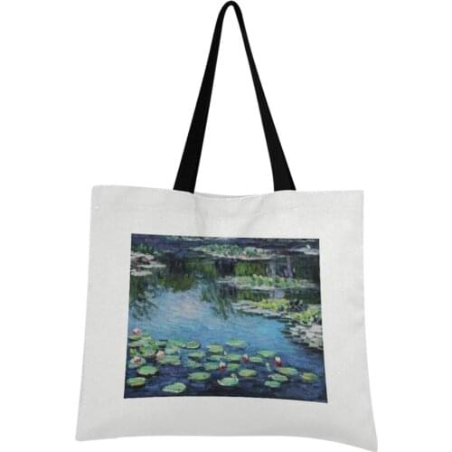 Women Shopping Bag Female Van Gogh Canvas Cloth Shoulder Bag Environmental Storage Handbag Reusable Foldable Eco Grocery Totes