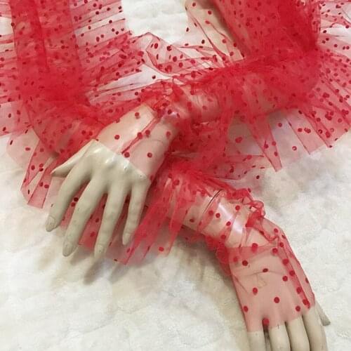 Dots Semi Sheer Ladies Lace Gloves Elegant Long Sleeve Gloves Courtesy Summer Gloves for Wedding Dinner Parties