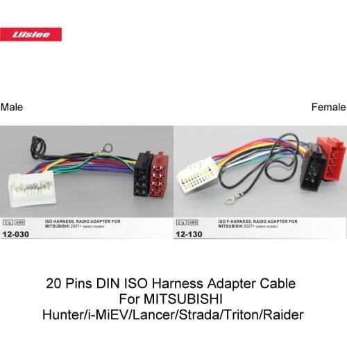 20 Pins DIN ISO Harness Adapter Cable For MITSUBISHI Hunter/I-MiEV/Lancer/Strada/Triton/Raider