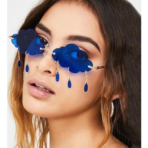 2021 Vintage Clouds Tassel Steampunk Sunglasses Fashion Rimless Driving Glasses Women Men Frameless Punk Glasses Zonnebril