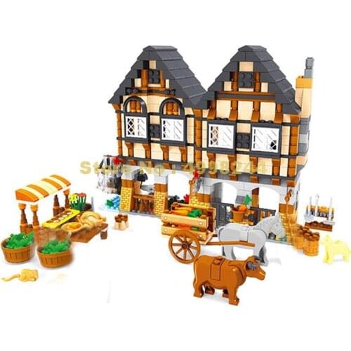 Ausini 884pcs city medieval happy farm building block 7 Bricks Toy