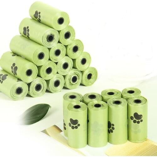 5 Rolls Paw Printing Pet garbage bag 15 Bags/ Roll Large Cat Waste Bags Doggie Outdoor Home Clean Refill Garbage Bag