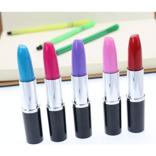 5pcs Cute Kawaii Lipstick Ballpoint School Supplies Creative Lipstick Pen Korea Stationery Gift Decoration Ballpoint Pen