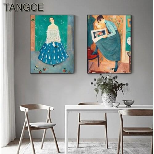 Abstract Oil Painting Big Tableaux Character Posters and Prints Artistic Girl Wall Art for Living Room Entrance Cuadros Modernos