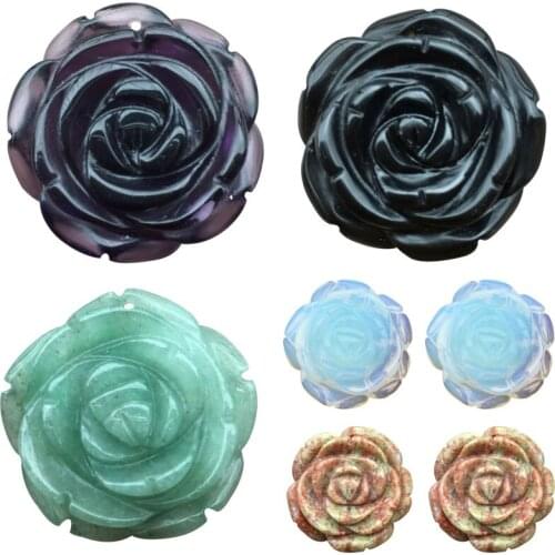 Free Shipping Fashion Aventurine Carnelian Opal Unikate Crystal Rose Pendant bead WFH735