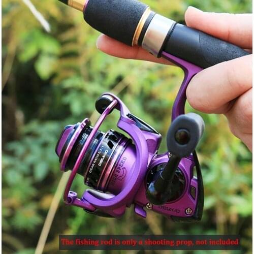 No-Gap Micro-Bait Spinning Reel Purple Fishing Wheel Metal Fishing Carp Reel Casting Reels Distant Wheel 5KG Drag