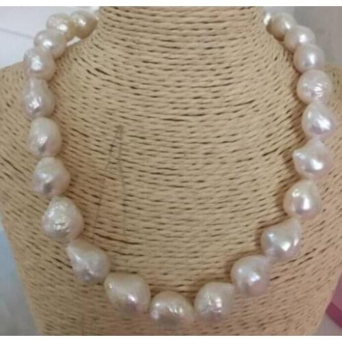 Noble jewelr baroque 18" AAA 15-12 MM SOUTH SEA NATURAL White PEARL NECKLACE