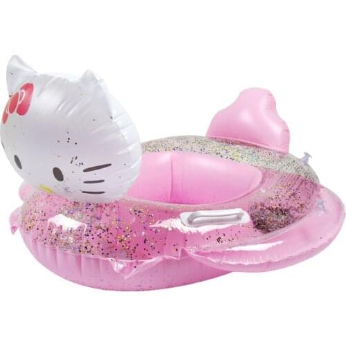 Pink Cartoon Cats Swimming Ring for Kids Inflatable Circle Baby Float Swimming Ring Pool Float Seat Air Mattresse Water Toys