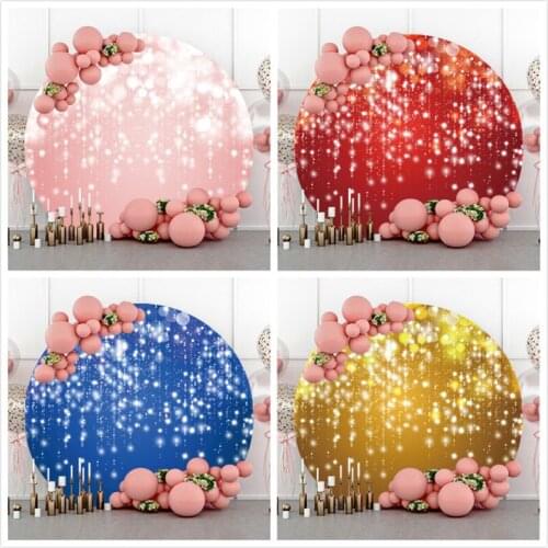 DAWNKNOW Round Circle Cover Photography Background Backdrop Glitter Wedding Adult Birthday Party Decoration Photo Live Studio