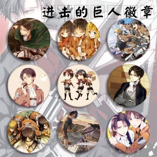 Hot Anime Attack On Titan Cosplay Badge Cartoon Eren Brooch Pins Jewelry Collection Graduation Gift Backpacks Button Clothes