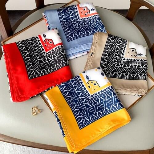 KOI LEAPING New small square scarf female fashion popular square printing sunscreen small silk scarf bag with gift