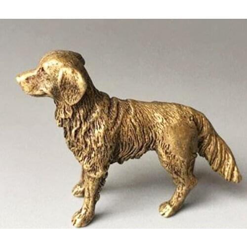 China Pure Brass Prosperous Wealth Dog Small Statue Solid Brass Dog Hand Piece Decoration