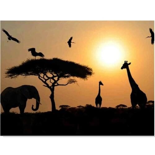 Wild Diamond Oil Painting Kits Elephant Giraffe Mosaic Embroidery Picture Crystal Rhinestone Stickers Decal Wall Art Craft Gift