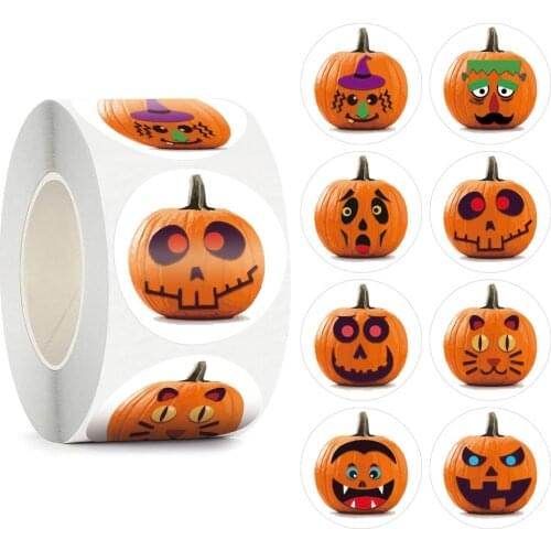50-500Pcs Halloween Stickers All Kinds of Pumpkin Funny Expressions Adhesive Label Party Present Decoration Label Stickers