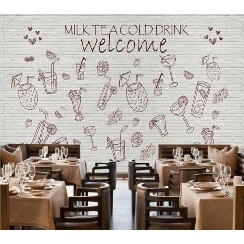 Papel de parde Painting Cold Drink Milk Tea Juice Mural 3d wallpaper mural, living room kitchen wall papers home decor