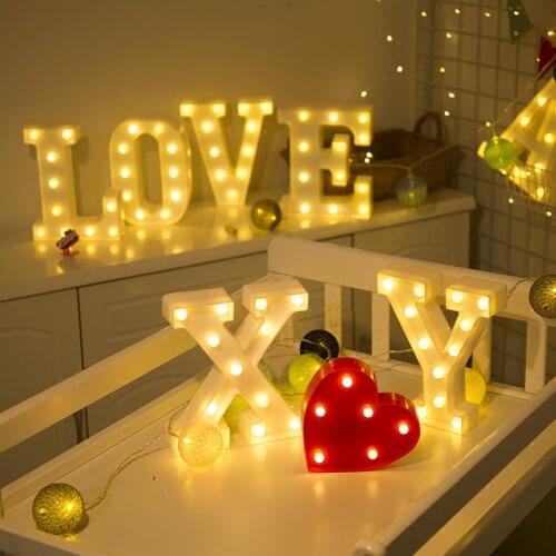 Gold Luminous 26 English LED Letter Night Light Alphabet Number Lamp Christmas Wedding Birthday Party Propose Decoration
