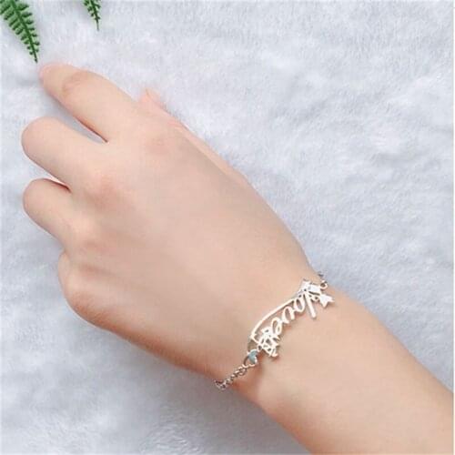 Personalized Name DIY Bracelet 925 Sterling Silver Jewelry Handmade Bracelet with Letter Charm Bithday Gift for Her