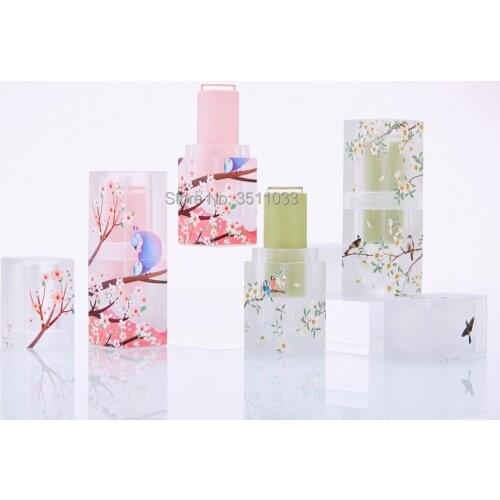 30pcs 12.1mm New Arrival Elegant 3D Printing Plastic Square Lipstick Tube Empty Lip Balm Lip Rouge Refillable Container Bottle