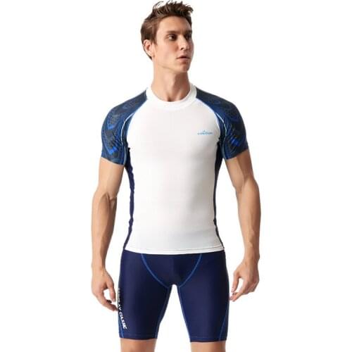 Rash Guard Men UPF 50+ UV Sun Protection Shirt Short Swimming Snorkeling Surfing Swimsuit Free Diving Body Swimwear