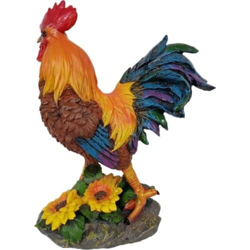 Lifelike Rooster Decorative Sculpture Statue Ornament for Garden Yard