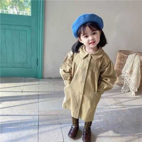 2 3 4 5 6 Y Baby Girl Trench Fashion Korean Casual Windbreaker for Girl 2020 Autumn Single-breasted Children Girl Jackets New