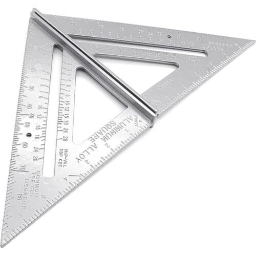 Triangle Ruler 7 inch Aluminum Alloy Triangle Angle Protractor Measuring Ruler Woodworking Tool Line Scriber & Saw Guide Ruler