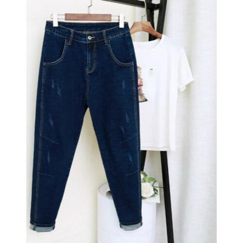 Spring Autumn Vintage Boyfriend Jeans For Women High Waist Denim Jeans Ladies Ripped Pencil Jeans Woman Trousers Plus Size 5XL