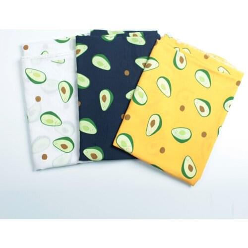Vintage printed black background green leaf yellow lemon Handmade diy fabric fabric twill satin