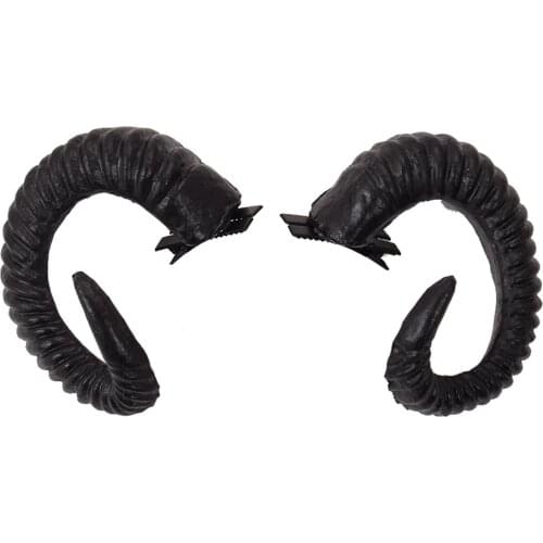 Black Devil Horns Cosplay Sleep Style Gothic RAM Headband Hair Clips Lolita Accessories