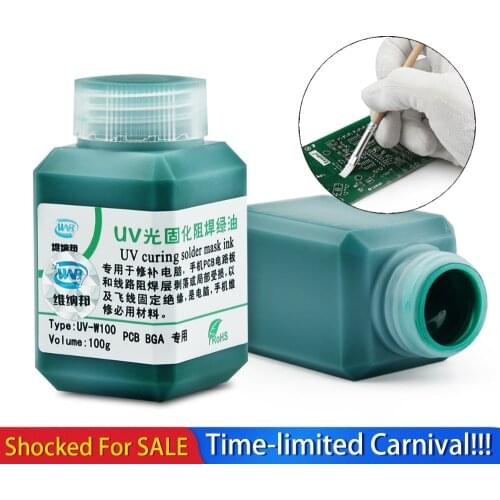 Green Oil UV curing Solder Mask Paint Prevent Corrosive Arcing for BGA PCB Rework Repair Tool Soft Brush USB LED Light Needle