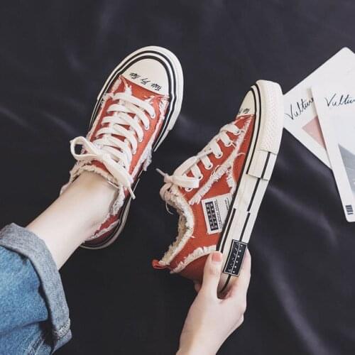 Wild Fashion Casual Canvas Shoes Women Vulcanized Shoes Mesh Shoes Red Retro Trend of Korean Students In 2019