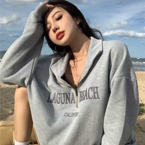 Sweatshirt Women 2020 Vintage Pullover Brandy Aesthetic Melville Sweat Tops Female Oversized Zipper Tracksuit Loose Preppy Style