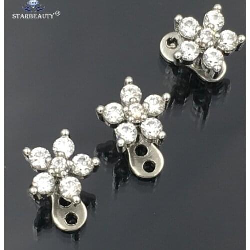 1 Set (1 stud + 1 base) 23G Silver Color Micro Dermal Piercing Tops Skin Diver Sexy Hide-it Skin Belly Button Rings Body Jewelry