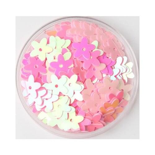 1000pcs/lot 10mm Flat Flowers Five Petal Loose sequins Sewing Wedding Craft Women Kids DIY Garment Accessories Pink AB Confetti