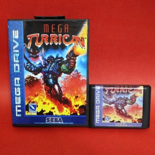 Mega Turrican 16 bit MD card with Retail box for Sega MegaDrive Video Game console system