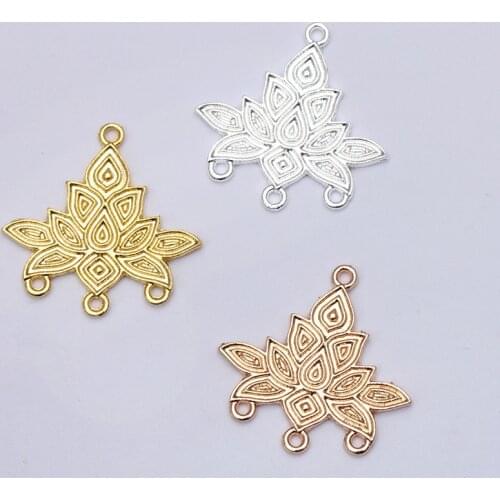 20 PCS 24X24.4mm Metal Alloy Accessories Multihole Connectors Lotus Flower Pendant Connectors Charm DIY Jewelry Findings