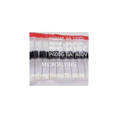 20PCS NEW P600M 6A 1000V P600K 6A 800V P600J 6A 600V P600G 6A 400V P600 R-6
