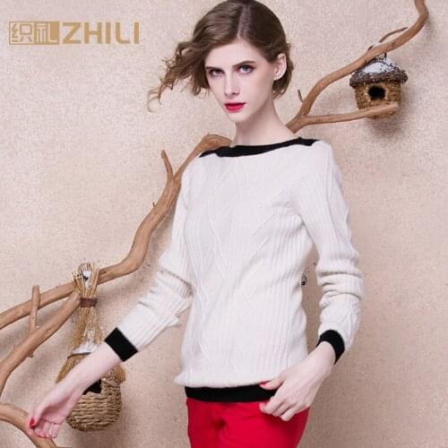 2017 winter cashmere sweater cashmere womens color block slit neckline basic shirt pullover knitted sweater