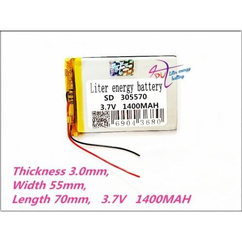 305570 3.7V 1400MAH Polymer rechargeable batteries MP3 MP4 recorder GPS Driving recorder battery Rechargeable