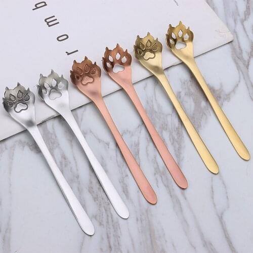 4pcs/set Creative Cute Pet Claw Coffee Spoons Stainless Steel Stirring Coffee Tea Scoops Spoons Dessert Afternoon Tea Utensils