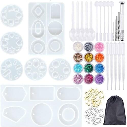 Aouke Crystal Drop Gum Combination Set DIY Earrings Pendant Jewelry Handmade With Drill Tools Silicone Mold Set