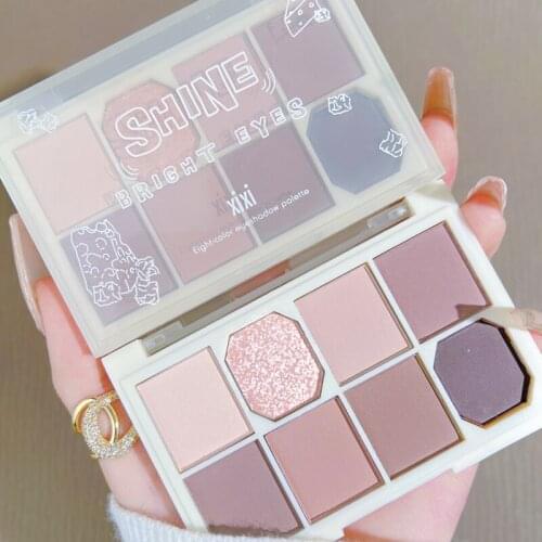 Shiny Bright Eyes 8 Colors Eyeshadow Palette Glitter Matte Shimmer Eye Makeup Pigmented Long Lasting Waterproof Smooth Cosmetics