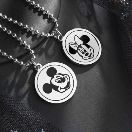 Disney cartoon simple titanium steel pendant necklace boy girl Mickey couple models wild ornament sweater chain