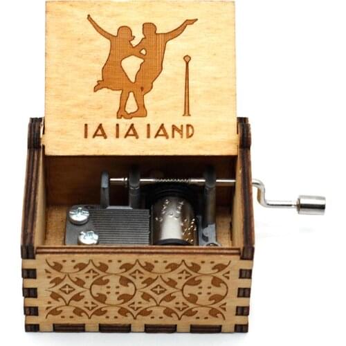 Hand carved wooden music box - la la land